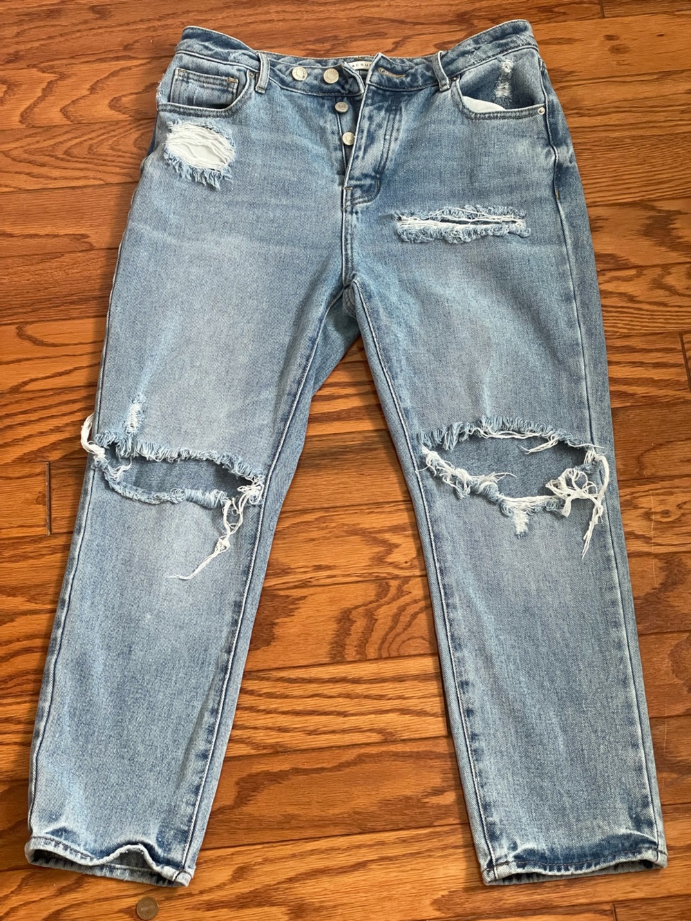 PacSun Light Blue Distressed Straight Leg Jeans